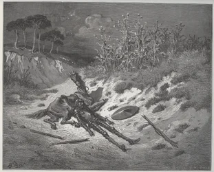 Don Quixote wounds implore mercy and help of the characters of his imagination - from 