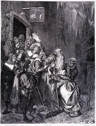 Enter This Inn, Plate IV - Illustration by Gustave Dore for La Legende du Jeif Wandering by Pierre Dupont