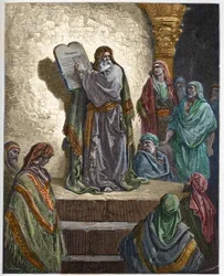 Ezra the Scribe Reads the Law to the People - Engraving in 