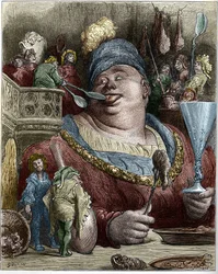 Gargantua, character of the novels by Francois Rabelais, illustration by Gustave Dore