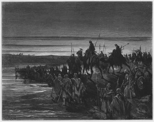 Gustave Dore Bible: The children of Israel crossing Jordan