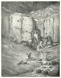 Don Quixote: "When they came nearer, even patient Rozinante himself started at the dreadful sound"