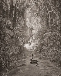 Illustration by Gustave Dore for Paradise Lost by John Milton Book IX lines 434 and 435