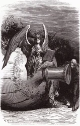 Illustration of Gustave Dore for the complete works of Francois Rabelais: the dive bottle (fifth book)