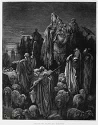 Jacob and his sons arrive in Egypt, Illustration from the Dore Bible