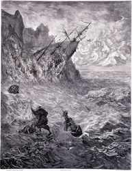 I Cross the Seas... Plate X - Illustration by Gustave Doré for La Légende du Juif Errant by Pierre Dupont, edition Librairie du Magasin Pittoresque, Paris 1862