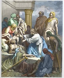 Jesus healing the sick - engraving in 