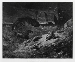 Jonah Ejected onto Dry Land by the Whale (Illustration from the Dore Bible)
