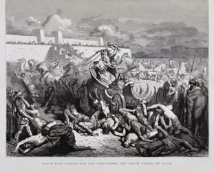 King David Punishing The Ammonites, Illustration from the Dore Bible