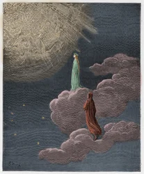Paradiso, Canto 14: Dante and Beatrice translated to the sphere of Mars, illustration from 