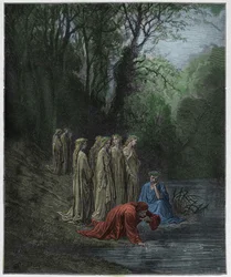 Purgatorio, Canto 33: Dante Drinks of the River Eunoe, Illustration from 