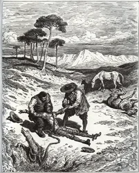 Sancho and the Cousin Pull Don Quixote Out of Montesinos