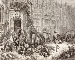 Scene from Sleeping Beauty by Charles Perrault. From El Mundo Ilustrado, published Barcelona, circa 1880.