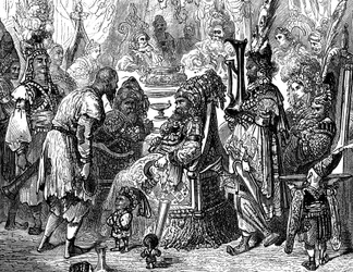 Sindbad the sailor (Sinbad) - tale of the thousand and one (1001) nights - illustration by Gustave Dore (detail) - Maxwell edition 1865