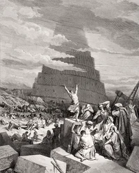 The Confusion of Tongues, Genesis 11:7-9, illustration from Dore