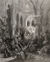 The Crusaders massacre the inhabitants of Caesarea, illustration from 