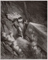 The Divine Comedy, Inferno, Canto 11: The burning tomb of Pope Anastasius II - by Dante Alighieri - Illustration by Gustave Dore