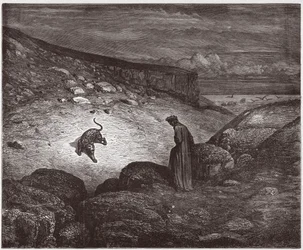 The Divine Comedy, Inferno, Canto 1: The panther at the beginning of the ascent - Illustration by Gustave Dore
