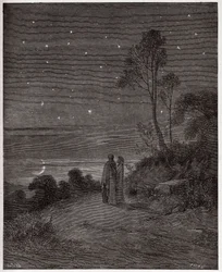 The Divine Comedy, Inferno, Canto 2: The darkening sky of the first night - Illustration by Gustave Dore