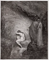 The Divine Comedy, Inferno, Canto 30: Myrrha, Condemned for Incest - by Dante Alighieri (1265-1321) - Illustration by Gustave Dore (1832-1883)