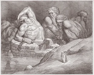 The Divine Comedy, Inferno, Canto 31: Ephialtes in manacles among the giants (Illustration by Gustave Dore)
