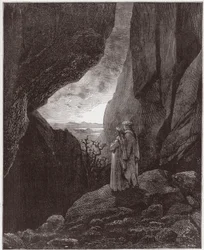 The Divine Comedy, Inferno, Canto 34: Virgil and Dante Ascend to the Upper World - by Dante Alighieri (1265-1321) - Illustration by Gustave Dore (1832-1883)