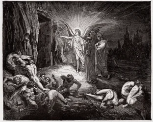 The Divine Comedy, Inferno, Canto 9: The angel opens the gates - by Dante Alighieri (1265-1321) - Illustration by Gustave Doré (1832-1883)