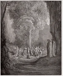 The Divine Comedy, Purgatorio, Canto 24: The Gluttonous Souls Crying Out Beneath the Tree - by Dante Alighieri (1265-1321) - Illustration by Gustave Dore (1832-1883)