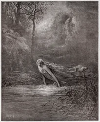 The Divine Comedy, Purgatorio, Canto 31: Dante submerged in the River Lethe - by Dante Alighieri - Illustration by Gustave Doré