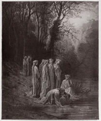 The Divine Comedy, Purgatorio, Canto 33: Dante drinks of the River Eunoe - by Dante Alighieri - Illustration by Gustave Dore