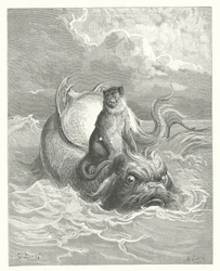 The Fables of La Fontaine: The Monkey and the Dolphin (engraving)