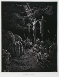 The death of Christ on the cross, Illustration from the Dore Bible