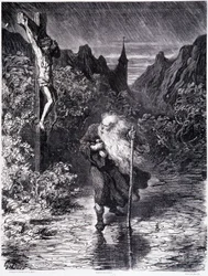 The Wandering Jew passing near a Calvary - in The Legend of the Wandering Jew by Gustave Doré, Bookshop of the Picturesque Store
