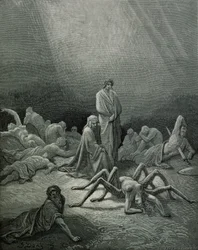 Virgil (70-19 BC) and Dante Looking at the Spider Woman, illustration from 