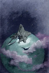 Vision of Death Sitting on the Globe with Its Scythe. Illustration by Gustave Dore