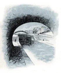 View of the locks of the Canal Saint-Martin, Paris