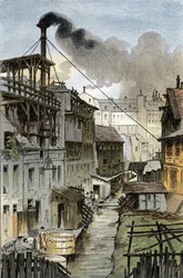 View of the Bievre river from Port Royal boulevard, Paris Drawing by Gustave Fraipont (1849-1923) draws from 