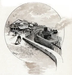 View of the Point du Jour district, Boulogne-Billancourt. Drawing by Gustave Fraipont from Saint-Juirs