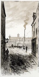 View of the mortuary of Paris on the Ile de la Cite, Paris