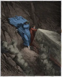 Inferno, Canto 11: The Burning Tomb of Pope Anastasius II, Illustration from The Divine Comedy by Dante Alighieri, 1885