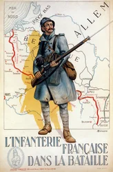 French infantry in battle (the red line represents the Hindenburg line) - ill. by H. Delaspre