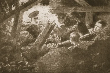 Second Lieutenant C.F.H. Calvert unearths and rescues two men from a mine-gallery which had fallen in