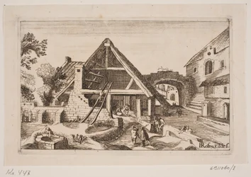 City Interior with Barn and the Nativity of Jesus