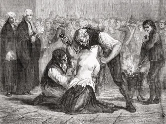 The Torture of Madame de la Motte, Engraved by Meyer-Heine