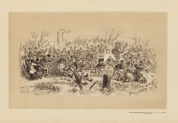 Oxford and Cambridge Boat Race, No 4, A run on the Banks during the Race