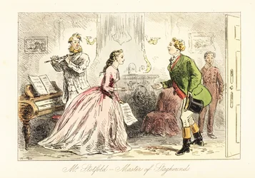 English Gentleman Being Shown into a Drawing Room for a Musical Night