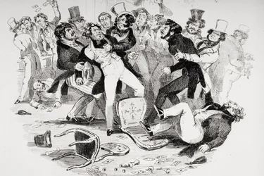 The last brawl between Sir Mulberry and his pupil, illustration from 