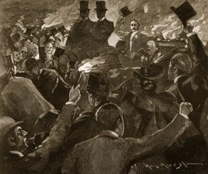 Mr Balfour in Dublin: torch light procession, illustration from 