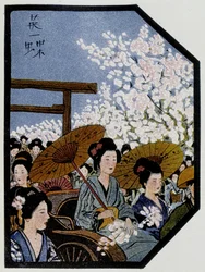 Women with umbrellas in a rickshaw in Japan - in 