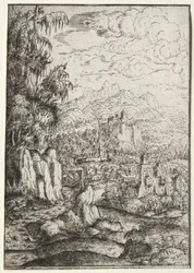 Landscape with a Road to a Castle on an Island in a River, 1554